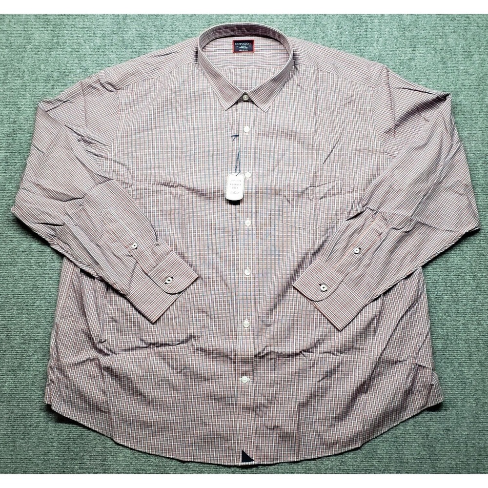 UNTUCKit Marbuzet Shirt Mens 3XLC Reg Red Blue Plaid Long Sleeve Button Up New